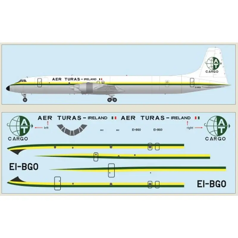 Superprijs Canadair CL-44J - Aer Turas Ireland EI-BGO Inclusief een laserprint. Schaalmodel