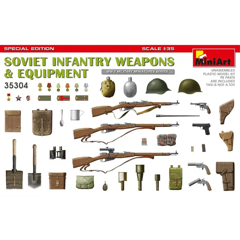 Beste Prijs Sovjet-wapens en uitrusting (infanterie) Speciale editie Niet-geassembleerde plastic modelkit Doos bevat onderdelen voor het ass
