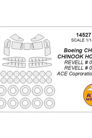 Boeing CH-47D Chinook HC.1 RAF luifel verfmasker EN wielverfmasker maskers (ontworpen voor gebruik met Revell kits RV4459, RV404 Betrouwbaar