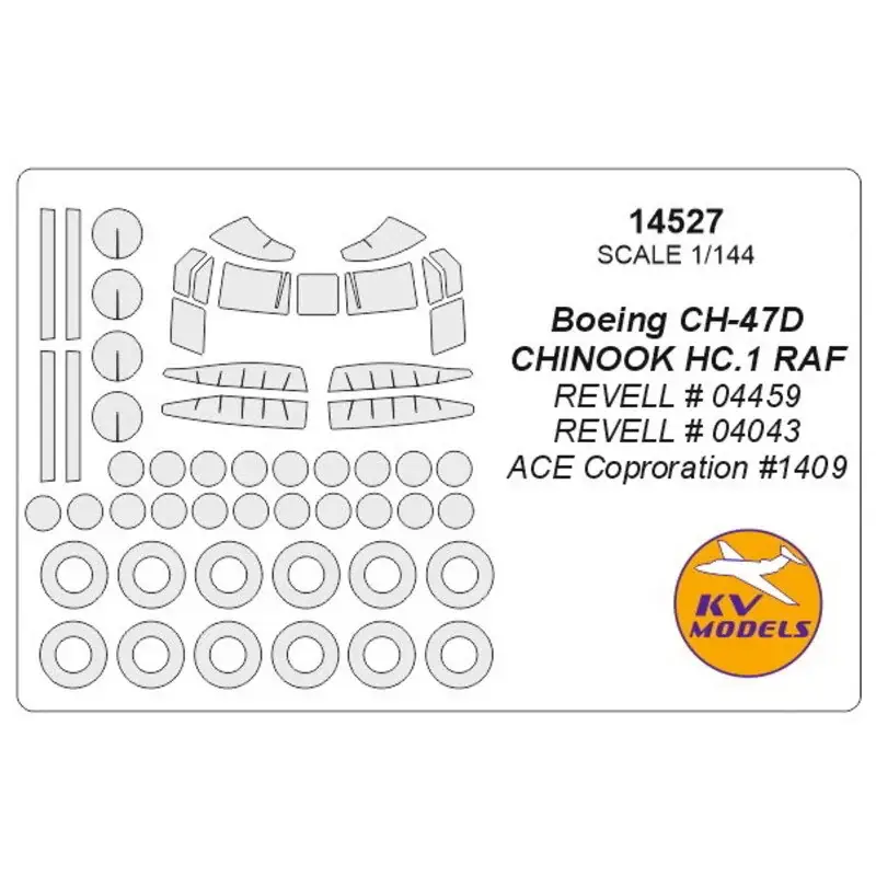 Boeing CH-47D Chinook HC.1 RAF luifel verfmasker EN wielverfmasker maskers (ontworpen voor gebruik met Revell kits RV4459, RV404 Betrouwbaar
