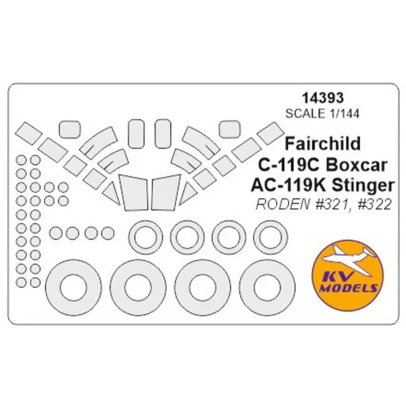 Fairchild C-119C Boxcar / AC-119K Stinger luifel verfmasker EN wiel verf maskermaskers (ontworpen voor gebruik met RODEN kits RO Gecertificeerd