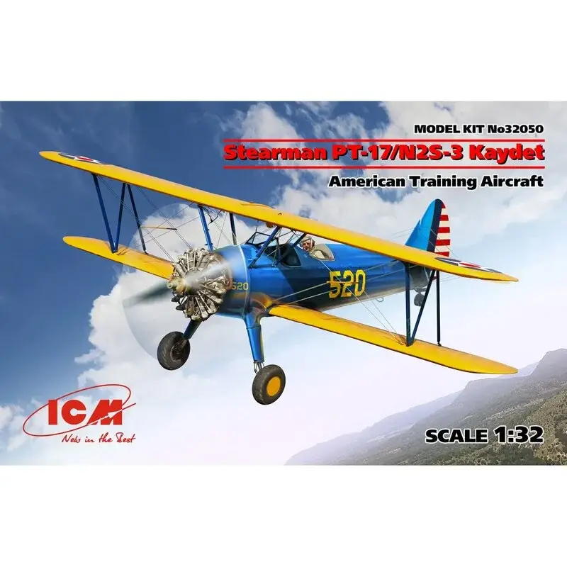 ICM : Stearman PT-17/N2S-3 Kaydet , Amerikaans trainingsvliegtuig in 1:32 Schaalmodel Flitsaanbieding