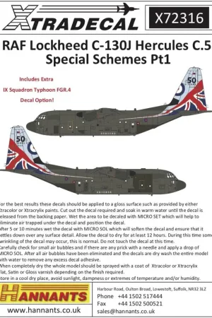 Sticker RAF Lockheed C-130J Hercules C.5 Speciale schema's Pt1 (1) Lockheed C-130J Hercules C.5 'ZH883' van 47 Squadron, Royal A Koopje
