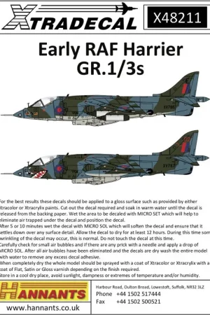 Populair Sticker Vroege RAF Harrier GR.1 / 3s (8) Hawker-Siddeley Harrier GR.1, XV753, '53' van de Harrier Operational Conversion Unit, R