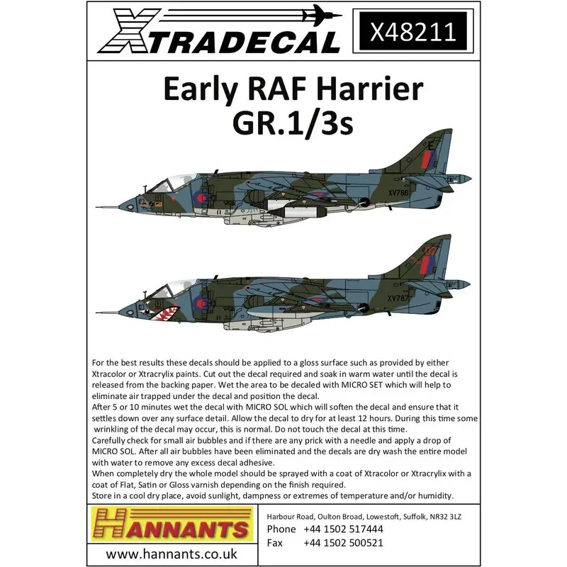 Populair Sticker Vroege RAF Harrier GR.1 / 3s (8) Hawker-Siddeley Harrier GR.1, XV753, '53' van de Harrier Operational Conversion Unit, R