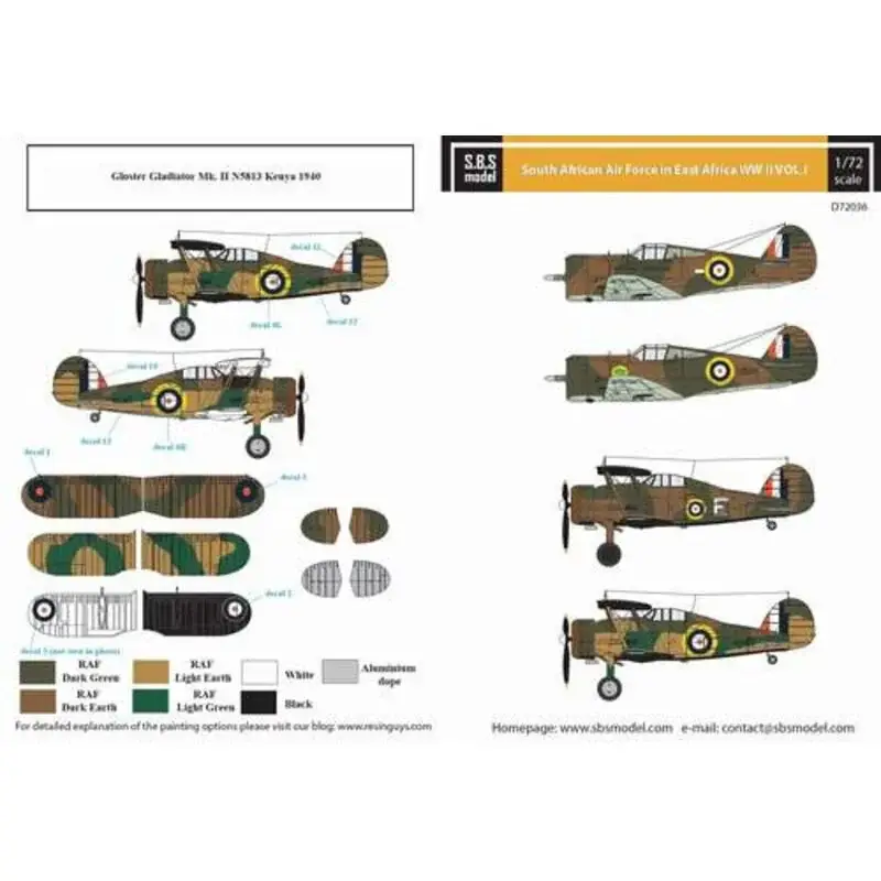 Lage Kosten Sticker Zuid-Afrikaanse luchtmacht in Oost-Afrika WO II VOL.I (Gloster Gladiator Mk.II / Curtiss Mohawk Mk.IV)