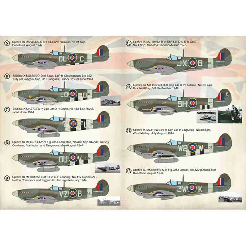 Shop Nu Sticker Supermarine Spitfire Aces of Northwest Europe 1944-451.Spitfire Mk.IX ML214 / 5J van Sqn Ldr JA Plagis, No 126 Sqn, Bra