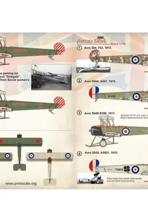 Superprijs Sticker Avro 504Avro 504. 753, 1915.Avro ​​504A.A491, 1915. Avv 504B B396, 1917. Avv 504A.A5921, 1915.Avro ​​504C 8581, 1916Av