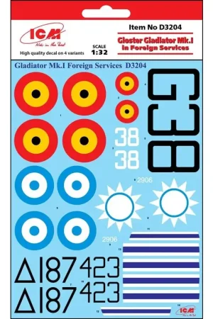 Beste Prijs Sticker Gloster Gladiator Mk.I / Mk.II in Buitenlandse Diensten.België, Noorwegen, Griekenland en China.