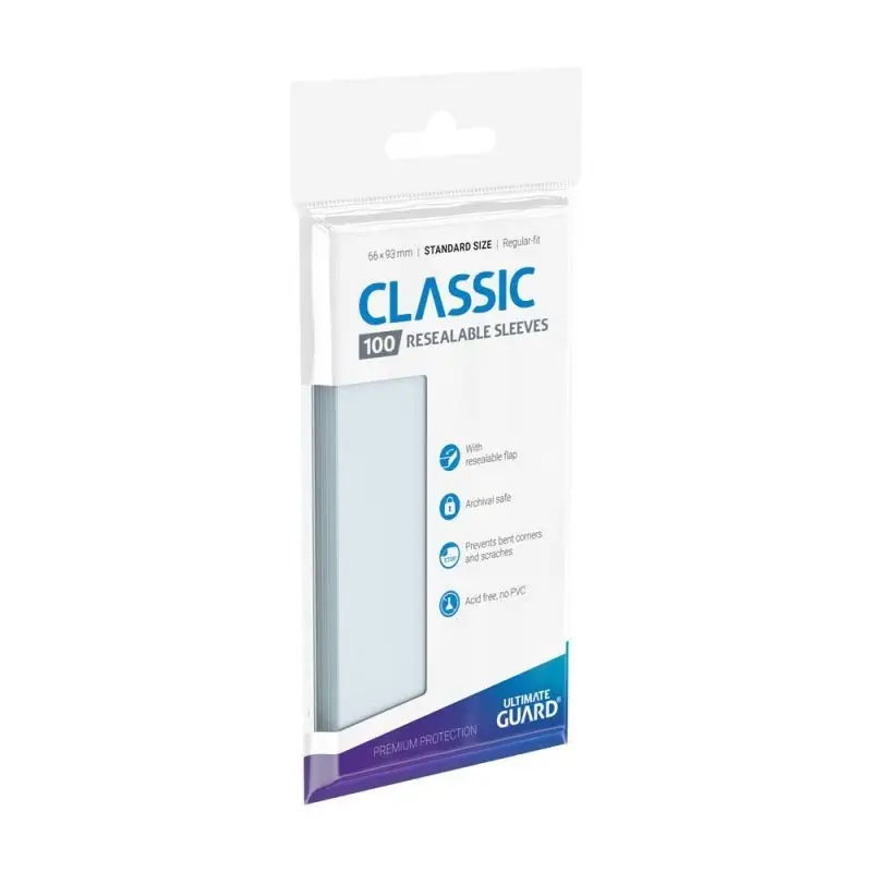 Veilige Betaling Ultimate Guard 100 hersluitbare zakken Klassieke mouwen Standaard maat Transparant