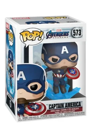 Avengers: Endgame POP!Movies Vinyl Captain America figurine w / Broken Shield & Mjölnir 9 cm Laatste Versie