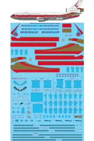 Sticker World Airways McDonnell-Douglas DC-10-30CF Decal Hoge Kwaliteit