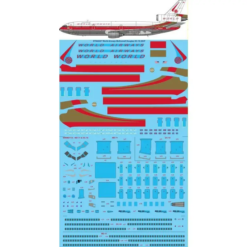 Sticker World Airways McDonnell-Douglas DC-10-30CF Decal Hoge Kwaliteit