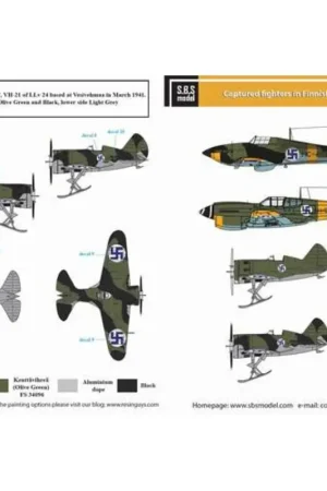 Laatste Versie Sticker Gevangen jagers in Finse dienst (Curtiss P-40M Warhawk, Hawker Hurricane M.IIA, Polikarpov I-16)