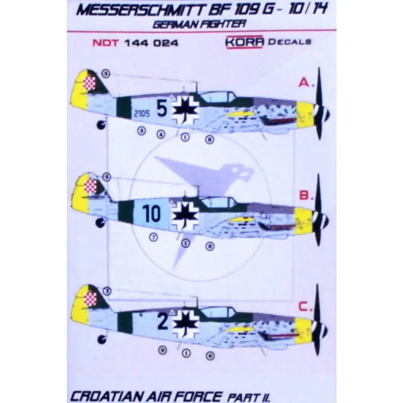 Sticker Messerschmitt Bf-109G-10/14 Kroatische luchtmacht deel 2 Snelle Levering