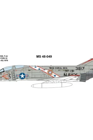 Laatste Versie Sticker McDonnell F-4J Phantom VF-191 SATAN'S KITTENS 1976 USS CORAL SEA Decal