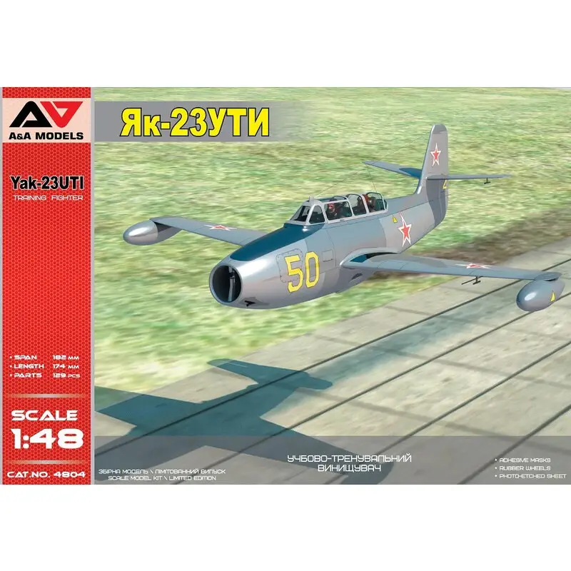 Express Levering Yakovlev Yak-23UTI Militaire trainerKit bevat: & bullet;129 delen; & bullet;PE-plaat & bullet;Zelfklevende maskers & bullet;
