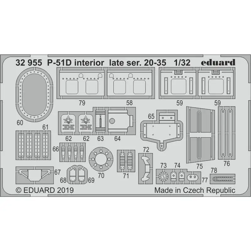 Betaalbaar Noord-Amerikaans P-51D Mustang interieur laat ser.20-35 1/32 (ontworpen om te worden gebruikt met Tamiya-kits)