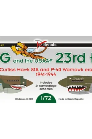 Nieuw Sticker AVG / 23rd FG (Curtiss Hawk 81A en P-40 Warhawk tijdperk 1941-44) 1.Hawk 81A P8115, Rangoon, september 1941 2. Hawk 81A