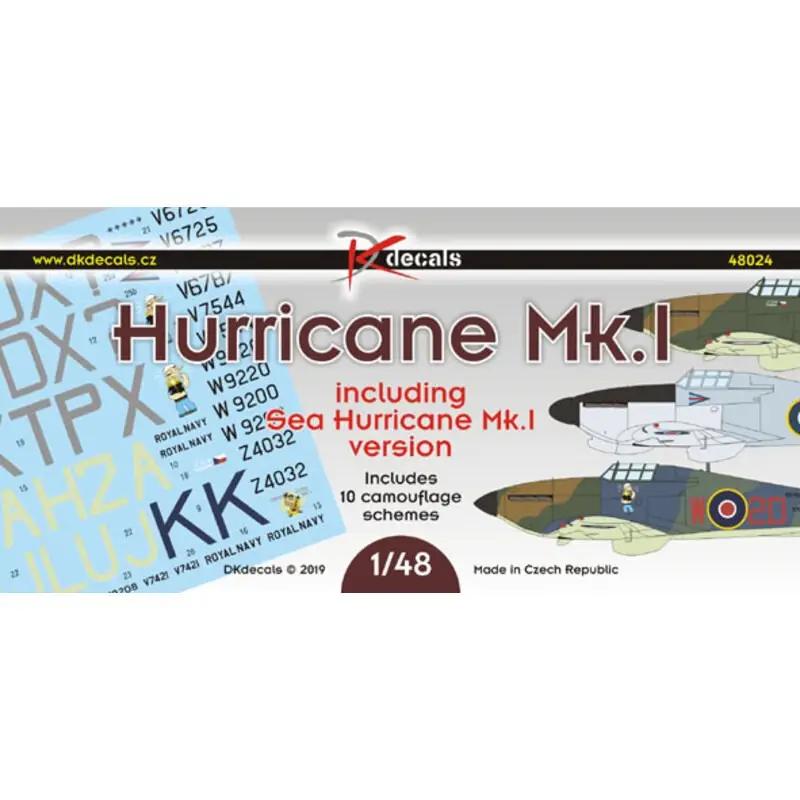 Sticker Hawker Hurricane Mk.I / Sea Hurricane Mk.I1.Hurricane Mk.I, V7816, No.803 Sq.FAA, Palestina 19412. Sea Hurricane Mk.I, Beperkt Aanbod