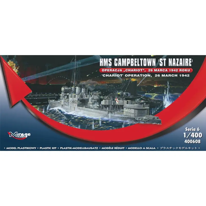 HMS Campbeltown 'St Nazaire' 'Chariot' Operatie, 26 maart 1942 Schaalmodel Direct Beschikbaar