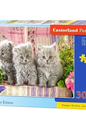 Premium Drie grijze kittens, puzzel 300 Teile