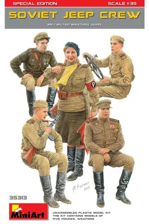 SOVJET JEEP BEMANNING.SPECIALE UITGAVE (VOOR JUNI RELEASE !!!) Niet- geassembleerde plastic modelkit bevat vijf figuren en wape Alleen Vandaag