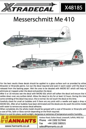 Sticker Messerchmitt Me-410A-1 (12) Witte 11 4 / ZG26 Lt Rudi Dassow Hildesheim 1944 Snelle Levering