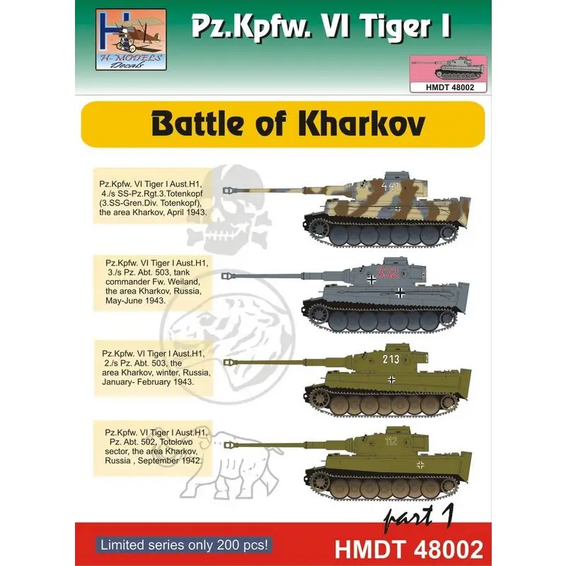 Beperkt Aanbod Pz.Kpfw.VI Ausf.H1 Tiger I Battle of Kharkov, Pt.1 Decal
