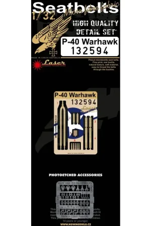 Gereduceerde Prijs Curtiss P-40E Warhawk voorgesneden (laser) veiligheidsgordels (ontworpen voor gebruik met Hasegawa- en trommeldrukkits) [P-40B]