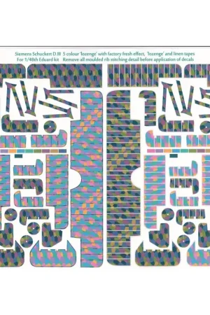 Hoge Kwaliteit Sticker Siemens-Schuckert D.III 5-kleuren "Lozenge" -fabriek, vers met ruit en linnen ribbanden voor de Eduard-set