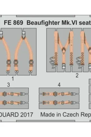 Direct Verzonden Bristol Beaufighter Mk.VI veiligheidsgordels STEEL (ontworpen voor gebruik met Tamiya-sets)