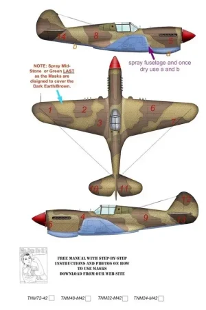 Curtiss P-40E-P-40N Camouflagepatroon verfmasker Accessoire Exclusieve Aanbieding