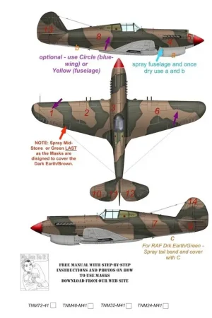 Curtiss Tomahawk Mk.IIB Camouflagepatroonverf Masker RAF / AVG Early (ontworpen voor gebruik met Airfix-kits) Lage Prijs