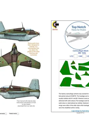 Beperkte Voorraad Messerschmitt Me-163B Komet Camouflage patroonverf Masker (ontworpen om gebruikt te worden met Meng Model kits)