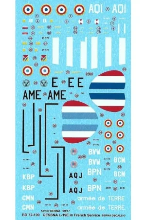 Sticker Cessna L-19E in Franse dienst: 24-589 code AQI - A Decal Must-Have