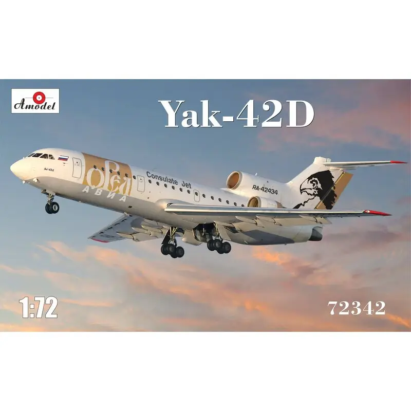 Betaalbaar Yakovlev Yak-42D Consulaat Jet Fuselage & vleugels-witte epoxyhars Motor, wielen, luifel, enz. -kunststof1 sticker met markering