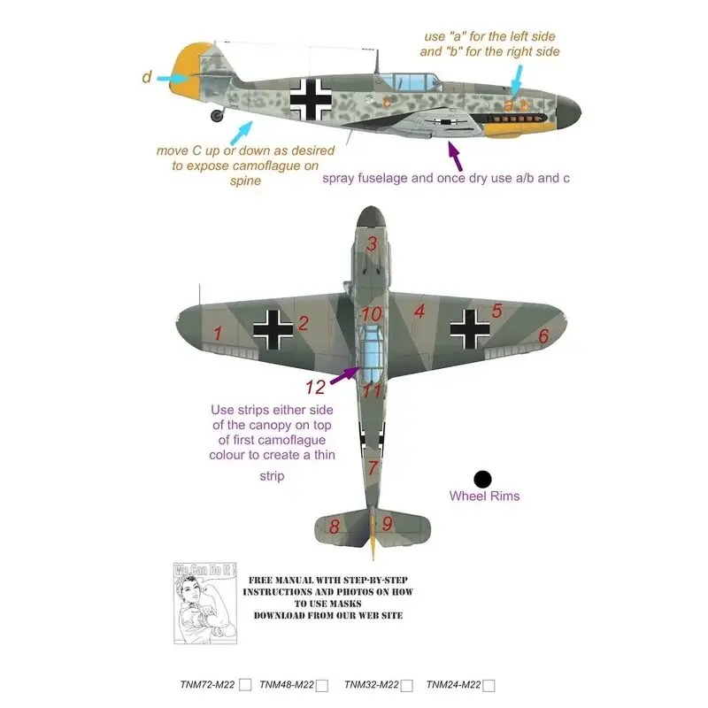 Hete Deal Messerschmitt Bf-109F-2/Bf-109F-4/Bf-109G-2-Bf-109G-4 pt 2 Camouflage pattern paint Mask