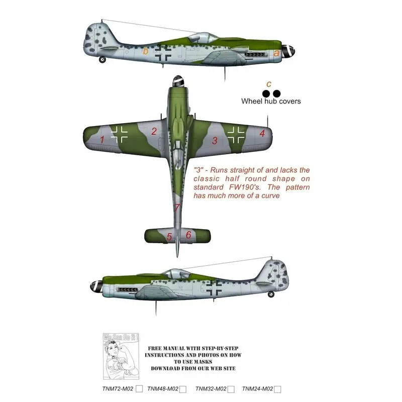 Aanbieding Focke-Wulf Fw-190D JG54 Camouflage pattern paint Mask (designed to be used with Eduard kits)