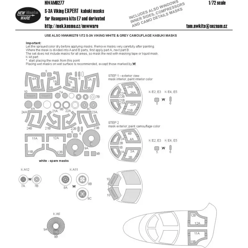 Lockheed S-3A Viking VS-28 EXPERT kabuki maskers ramen inclusief binnenzijden, wielen, compressoren (ontworpen om te worden gebr Gereduceerde Prijs