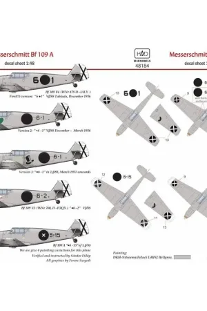 Voordeelprijs Sticker Messerschmitt Bf-109A (V3 6.1, .6-1, .6-2, .6, -15) Decal