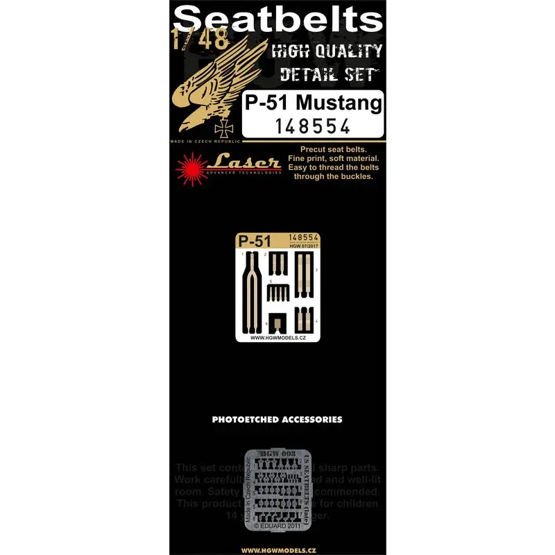 Noord-Amerikaanse P-51D Mustang voorgesneden (laser) zitgordels Accessoire Seizoensaanbieding
