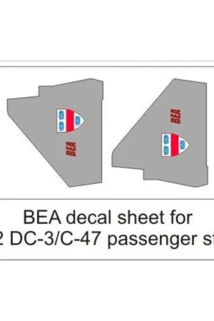 Sticker BEA decal sheet-1: 72 DC-3 pax stappen. Express Levering