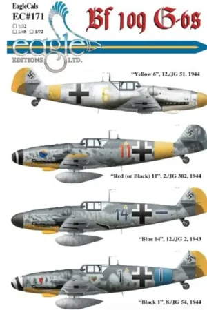 Seizoensaanbieding Sticker Messerschmitt Bf-109G-6Yellow 6 12/JG 51, 1944 Oostfront Decal