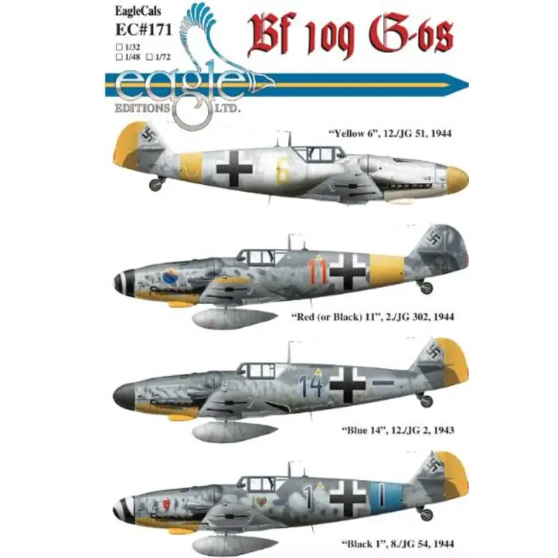 Seizoensaanbieding Sticker Messerschmitt Bf-109G-6Yellow 6 12/JG 51, 1944 Oostfront Decal