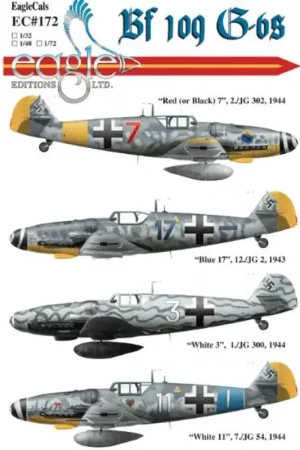 Gratis Retour Sticker Messerschmitt Bf-109G-6Red (of Zwart) 7 2./JG 302 Jüterbog februari Decal