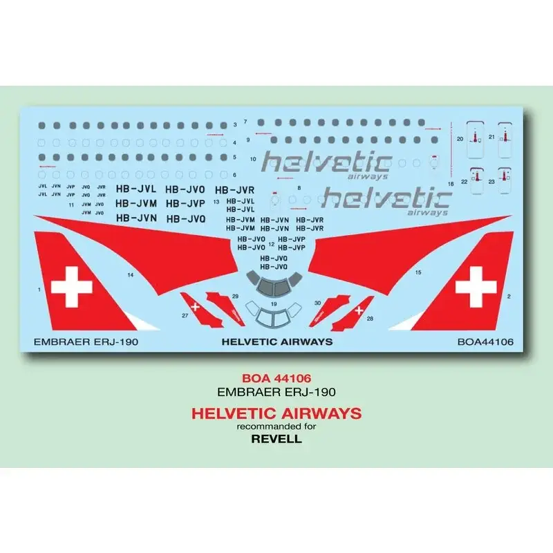 Sticker Embraer ERJ-190 Helvetic Airways Decal Rechtstreeks Van De Fabrikant