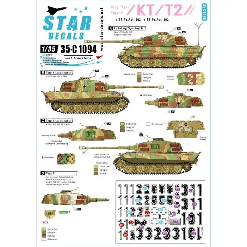 Koning Tijger / Tijger II 2. s.SS.Pz-Abt 502 (Ost Front) en s.SS.Pz-Abt 503 (Ost Front / Berlijn). Nu Kopen