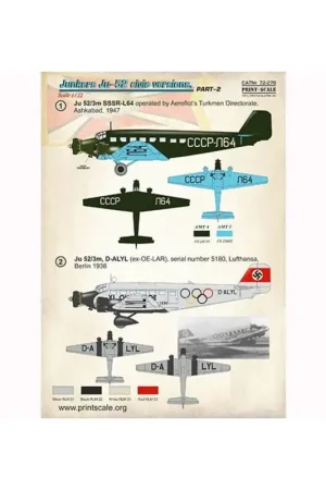 Bestseller Sticker Junkers Ju-52 burgerlijke versies deel-2 Decal