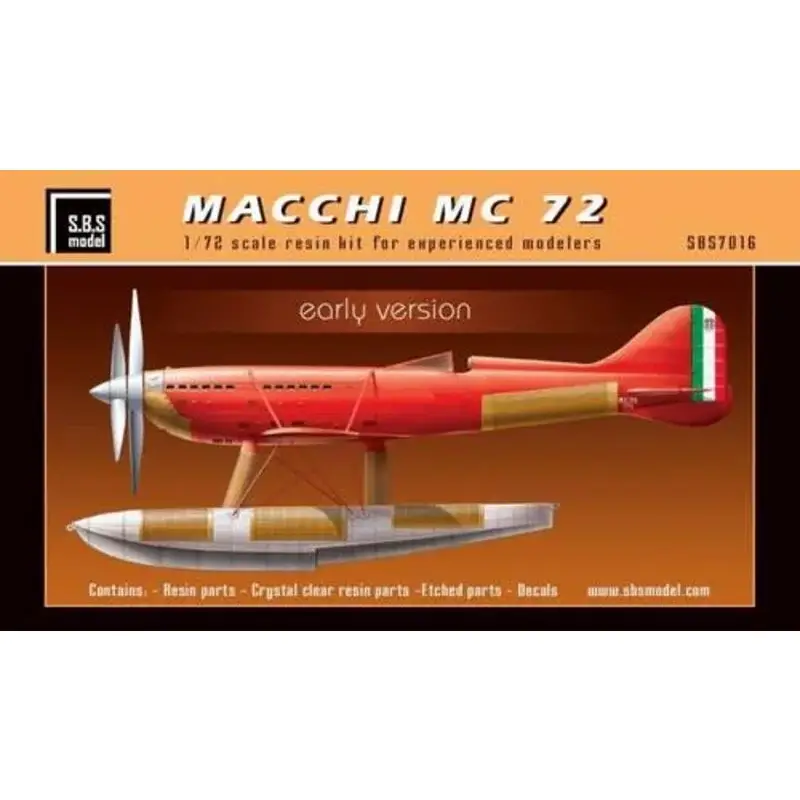 Beperkt Aanbod Macchi MC.72 vroege versie Schaalmodel